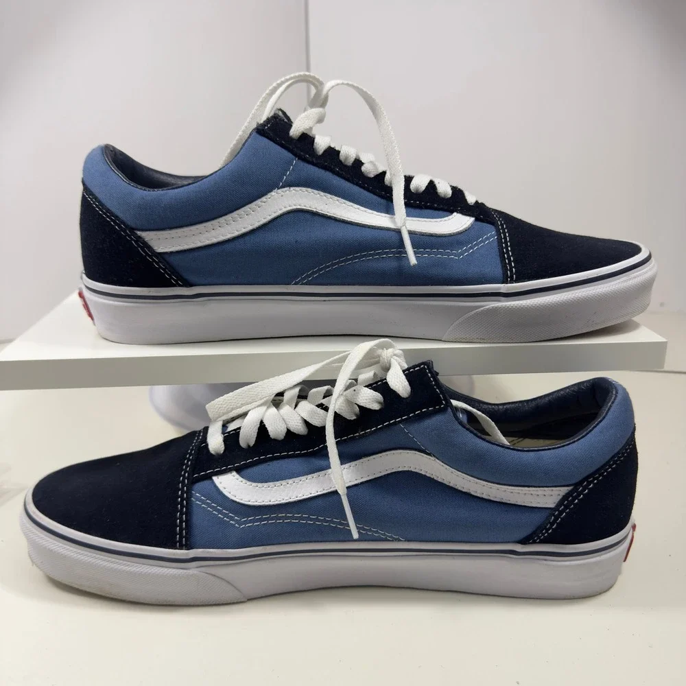 Vans Old Skool Sneakers Mens Size 12 Blue Navy Suede Canvas Low Top Skate Shoes